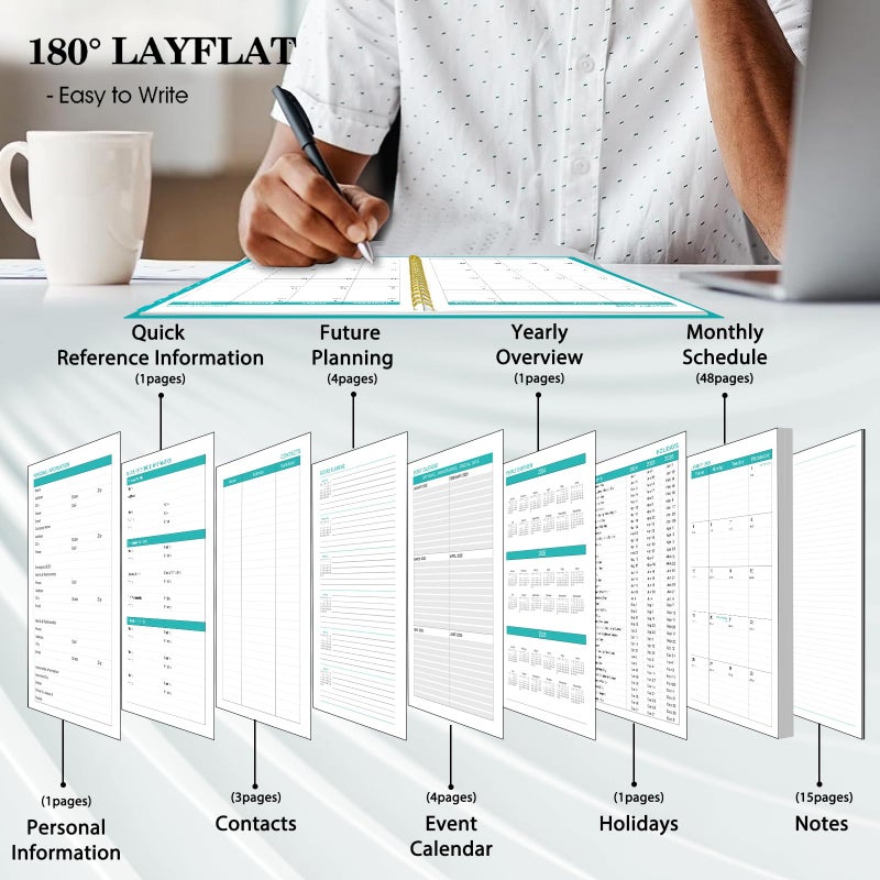 Ymumuda 2025-2026 Monthly Planner - 2 Year Monthly Planner, JAN.2025 to DEC.2026, 8.5"" x 11"", Large Planner with Spiral Bound, Perfect for School & Office Schedule, Turquoise - Image 3
